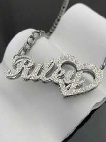 1pc Personalized Children Boys And Girls Simple DIY Name, Name Necklace, Double Plated Name Necklace, Custom 3D Name Plate Necklace, Gold Nameplate Necklace, Heart Hollow Necklace, Customized For Delicate Gift For Kids, Baby Shower, Back To School Winter Gift Ideas Boy Girl Valentine's DA, Multi-Functional, Ornamental, Letter, Engraved, Tidy, Colorful, Cute, Kawaii, Adorable, Casual, Custom, Personalized, Unique, Customized, Baby Gifts, Ideal Gifts For Him, Ideal Gifts For Her, Son, Daughter, For Children's Day