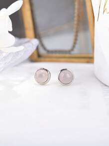 Orecchini con acquamarina/quarzo rosa in argento sterling 925, pietre naturali, semplici e delicati, gioielli classici da donna, ottimo regalo