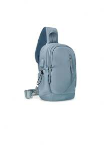 Bolsa de Tiracolo Portátil e Leve, Bolsa de Peito de Grande Capacidade com Porta USB para Carregamento, Bolsa Lateral Multifuncional, Bolsa de Ombro de Luxo com Vários Bolsos para Estudantes Escolares, Bolsa Transversal de Viagem à Prova d'Água de Cor Sólida, Bolsa Unissex para Telefone Celular para Negócios, Outdoor, Caminhada, Bolsa Esportiva e de Moda de Rua para Meninos e Meninas