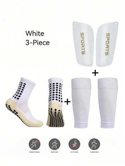 3 قطع / مجموعة جوارب رياضية وواقيات الساقين عملية وأزياء رجالية ، مناسبة للأنشطة الرياضية اليومية