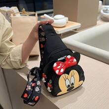 1pc Diagonal Shoulder Tote Bag, Red And Black Design, Lipstick Pouch, Suitable For Commute, College And Travel, Also Suitable As Valentine's, Birthday Or Mother's Day Gift