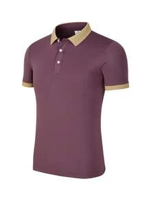 男士撞色饰边高尔夫 Polo 衫，半扣领拼色商务休闲工作衬衫，适合男朋友礼物、高尔夫、日常穿着、夏季穿着、网球穿着