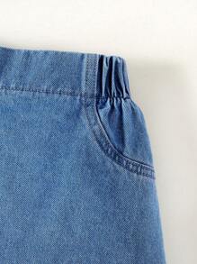Girls Jeans Skirt With Playful Colorful Bow Accent, Versatile