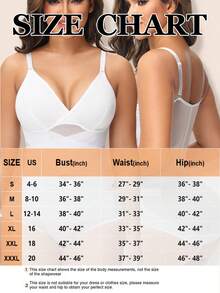 Women's Mesh Cross-Over Shapewear Bodysuit, V-Neck One-Piece Body Suit With Adjustable Straps, Tummy Control, Slimming Waist Trainer, Abdomen Compression, Snatched Fit Body Shaper - 白色 - 查看 11