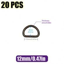 20 pièces/paquet Boucle de connexion en métal D Ring pour ceinture, sangle de sac à main, accessoire de sac, chaussure, DIY, couture. Tailles : 10/12/15/20/25/32/38 mm