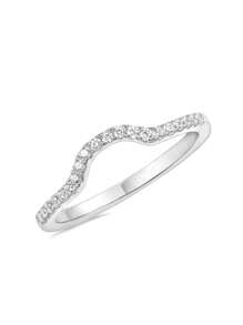 AIHUASI 1pc Certified 925 Sterling Silver With Rhodium Plated Hypoallergenic Wedding Bands For Women 1.3*1.3mm Round Cut Dazzling Moissanite Diamond Curved Wishbone Stacking Eternity Rings Fine Jewelry Gift