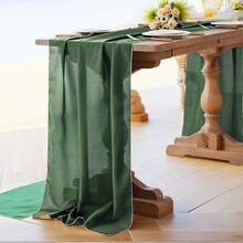 1 件透明雪纺桌旗，透明浪漫薄纱桌旗，乡村风格 27.6 英寸 X 118 英寸，透明婚礼桌旗，适合圣诞节、婚礼、新娘送礼会、儿童派对、生日、餐桌装饰 - 綠色 - 查看 13