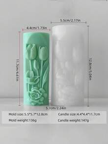 Tulip Flower Cylinder Silicone Mold, Suitable For DIY Scented Candles And Plaster Decorations - White - View 10