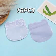 Sanrio 10Pcs Sanrio Hello Kitty Ziplock Bag Cute Cartoon Jewelry Cosmetics Transparent Packaging Sealed Bag Pet Nail Art Packaging Wholesale