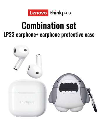  Lenovo LP23 Bluetooth Earphones Set - Half In-Ear, Stereo Sound, HD Voice Call, Sensitive Microphone, Smart Noise Cancellation, Music/Game Dual Mode, Low Latency, Long Battery Life, Suitable For Smartphones & Computers