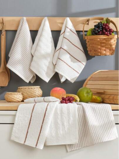 6 pezzi/confezione Asciugamani da cucina Sofia, motivo a quadri alla moda, morbido al tatto, 30*50 cm