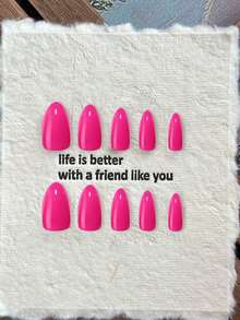 10 件手工按压式指甲：短方形粉色纯色假指甲套装，瞬间让您魅力四射，附带 1 个果冻凝胶样品和 1 个指甲锉 美甲用品