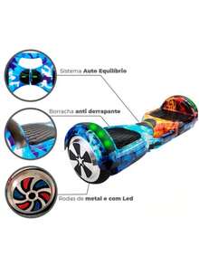 Hoverboard Skate Elétrico 6.5 Bluetooth Toca Musica Com Luzes de Led Overboard Anti Derrapante - Roxo - Visão 2