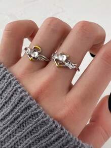 1/2pcs Angels And Demons Couple Cartoon Ring