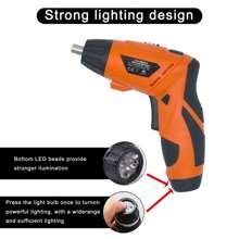 Electric Cordless Screwdriver Set, Machine Designed With LED Work Light And Bottom Emergency Flashlight, Fearless Of Dim Environments. Built In Rechargeable Battery, Free From Wire Constraints, Can Be Used In Multiple Indoor And Outdoor Scenarios. The Product Is Equipped With 6 Screwdriver Heads And Magnetizers, Which Can Meet Daily Installation And Maintenance Needs