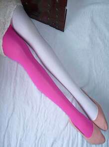 1 Pair Dual Color Pantyhose For Women, Sculpting, Slimming Leggings, Striped Tights, Sexy European Style
