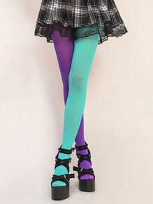 1 Pair Dual Color Pantyhose For Women, Sculpting, Slimming Leggings, Striped Tights, Sexy European Style