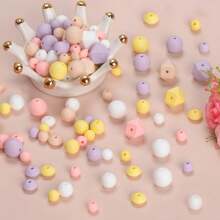 135pcs Fashion Silicone Beads DIY Jewelry Making Kit - 5 Colors Mixed Sizes (9-15mm) Round & Hexagon Craft Accessories Set With Pendants/Keychains/Necklace/Bracelet/ID Lanyard Supplies,Creative Gift For Women Men Craft Lovers(Students Office Gifts)