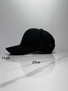 1pieza,Gorras de béisbol para hombres y mujeres, con orificios para ventilación, color sólido, color liso, sombrero para el sol, protección solar, ajustable, sombrero para el sol, sombrero casual.. - Negro - Ver 1