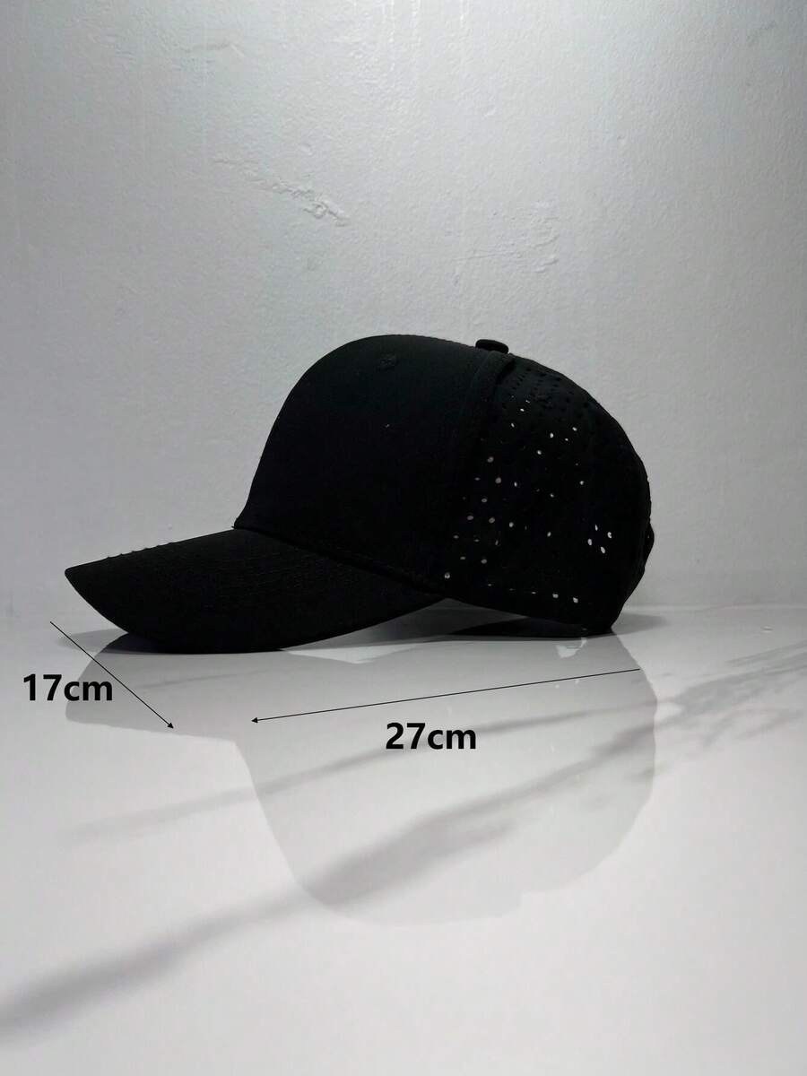 1pieza,Gorras de béisbol para hombres y mujeres, con orificios para ventilación, color sólido, color liso, sombrero para el sol, protección solar, ajustable, sombrero para el sol, sombrero casual.. - Negro - Ver 1
