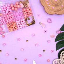 1 Set 12 Grid Fashionable Sweet Pink Letter Pattern Matching Beaded Jewelry DIY Kits, Suitable For Necklace Making & Casual Daily Wear, Handmade Craft