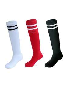 3 pares de calcetines finos a rayas para niños, calcetines deportivos casuales para niños y niñas, calcetines hasta el gemelo para estudiantes - Multicolor - Ver 19