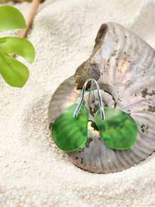 1 Pair Ocean Style Glass Water Drop Earrings, Hawaiian Theme Jewelry Suitable For Women Vacation Casual Wear, Gift
