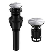 Bathroom Sink Drain, Pop Up Drain Stopper With Overflow, Lavatory Vanity Vessel Sink Drain Assembly, Matte Black