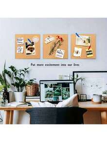 4 块 11.8 英寸 1 毫米厚方形无框软木板，带背胶，留言装饰板，适用于照片墙展示和公告栏办公室家居、婚礼、生日派对留言展示架、学校用品、返校