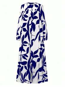 Abaya larga con estampado de plantas para mujeres, modesta