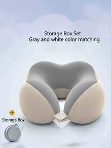 [2025 Hot New Style] U-Shaped Memory Foam Neck Pillow With Storage Box, Portable Travel Nap Pillow, Slow Rebound Neck Pillow, Office Lunch Break Artifact, Airplane Travel Cervical Pillow, Detachable And Machine Washable, With Storage Bag, Cervical Support Travel Essentials Travel Accessories Vacation Summer Holiday Back To School
