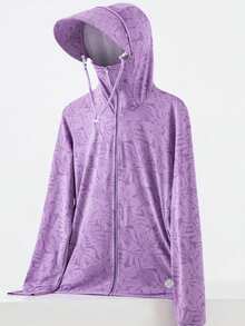 1 件女式轻质连帽防晒夹克，2024 新款情侣款迷彩，可拆卸抽绳，UPF 50+ 紫外线防护，适合春夏季 - 紫色 - 查看 2