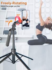 180cm/70.9in Aluminum Alloy Bracket Mobile Phone Bluetooth Selfie Stick Quadrupod, 3-Color Temperature LED Beauty Light, Built-In 7-Key Multi-Function Remote Control Quadrupod, With Its Own Head Compatible With Various Fill Light/Camera Compatible With Iphone Android Phone For Summer Vacation, Travel, Fill Light, Outdoor Activities, Live Streaming Tripod Stand