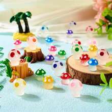 10 peças/20 peças/30 peças Mini Figura de Cogumelo Luminoso de Resina, Cogumelo Que Brilha no Escuro, Enfeite Colorido Pequeno de Cogumelo em Miniatura para Decoração de Jardim DIY, Paisagem, Aquário, Decoração de Festa