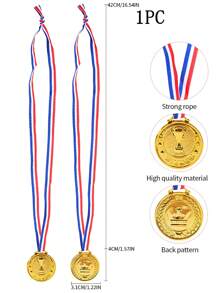 1/5/10/20/30 piezas Medallas de premio de plástico dorado a granel con patrón de corona para deportes, juegos, competiciones, de vuelta a la escuela, regalos de fiesta y decoraciones para el comienzo de la temporada escolar