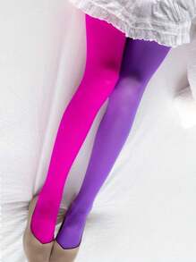 1 Pair Dual Color Pantyhose For Women, Sculpting, Slimming Leggings, Striped Tights, Sexy European Style