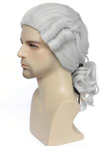 Airhostess Judge Colonial Wig For M Funny Crazy Wigs Washington Hallowe Costume Cosplay Party Wigs (Light Brown) - B-Judge 殖民地假髮-淺灰色 - 查看 3