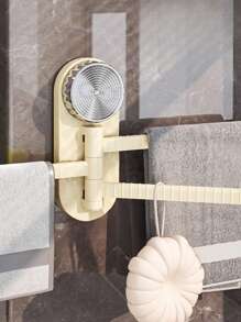 1pc 180 Degree Rotating Suction Cup Towel Rack, High-End Cream Style Convenient Towel Holder, Bathroom Wall Mounted Hook, No Drilling Required