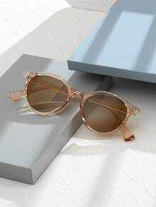 1 件男女通用椭圆形复古简约个性街头时尚情侣眼镜