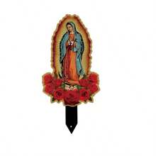 11.8"X5.5" Our Lady Of Guadalupe Outdoor Art Metal Statue, Religious Portrait Decor For Planters And Landscaping, Perfect Holiday Or Birthday Gift