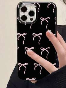 Funda para teléfono Apple Cute, 1 pieza, funda para teléfono con decoración de lazo rosa, Compatible con funda para phone 5 Pro Max, 11/12/13/14/15/16 Plus, 1 unidad - Negro - Ver 5