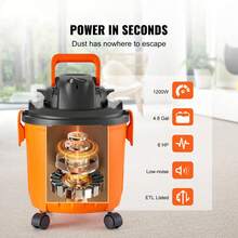 Shop Vacuum Wet And Dry, 5 Gallon 6 Peak  Wet/Dry Vac, Powerful Suction With Blower Function With Attachments 2-In-1 Crevice Nozzle, Small Shop Vac Perfect For Carpet Debris, Pet Hair, Car - 查看 2