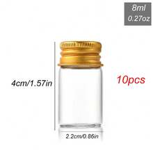 1/5/10/20pcs Mini Clear Bottles With Gold Aluminum Lids, Small Empty Jars (5/7/8/10/15/25ml), Leak-Proof Screw Cap, DIY Powder & Cream Sample Containers, For Storage, Crafting, Medication, Travel Accessories - Clear - View 27