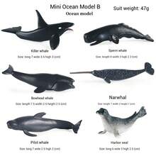 4-12 件实心海洋动物公仔玩具,鲨鱼、鲸鱼、逆戟鲸、海豚等海洋动物模型玩具套装,迷你认知企鹅、大白鲨公仔,生日/派对礼物 - 彩色 - 查看 15