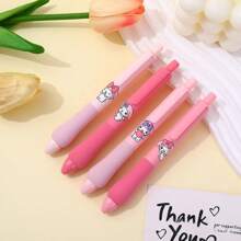 Sanrio Sanrio Four/Set Hello Kitty & Black Beauty Cute Gel Pen Set - Quick Dry 0.5mm Fine Tip, Black Ink - Office Supplies, Suitable For Students And Gift Wrapping, Back To School Stationery Set