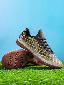 أحذية كرة قدم رياضية للرجال، أحذية كرة قدم عالية الأعلى بسحاب، أحذية كرة قدم خفيفة الوزن، أحذية تدريب ألعاب احترافية - الأسود - مشاهدة 2