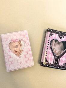 Álbum de fotos dulce y lindo con lazo negro y rosa IG-St, álbum de colección de fans de Idol de película instantánea de 3 pulgadas con tarjetas pequeñas, regalos de regreso a la escuela - Multicolor - Ver 3