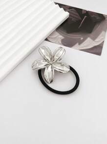 1 Stück minimalistischer chic Blumen Metall Scrunchie Haargummi, Europäisches und Amerikanisches Design Haargummis, Haargummis für den Pferdeschwanz, Haargummis, Haargummibänder, Scrunchies, Haargummi-Stretchbänder