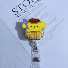 Sanrio 3pcs Sanrio Hello Kitty Cute Glitter Acrylic Nurse Teacher Badge Holder, Cartoon Fruit Badge Reel, Retractable ID Card Holder, Suitable For Teachers, Doctors, Nurses, Business Meetings, School Offices, Easter, Easter Gifts
