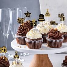 12pcs Happy 18th 30th 40th Birthday Cupcake Plugin, Party Baking Desserts And Cake Accessories
